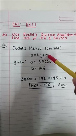 Class 10 Maths 🔥 HCF Q2 Easy | Euclid Method #shorts
