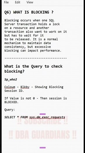 Q-6 | Why Your Query is Waiting? 🤯 | SQL Blocking Explained | DBA Interview Question 6 |