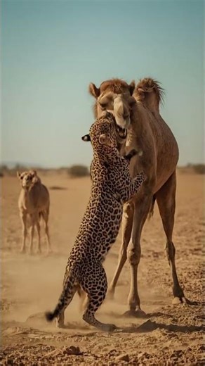 CAMEL VS LEOPARD – MOTHER CAMEL’S FURY! 🐪🔥 Watch till the end! #Shorts