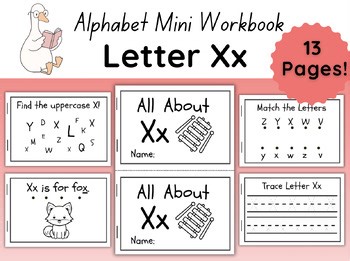 Letter X Mini Book | Alphabet Worksheets for Preschool & Kindergarten | 13 Pages