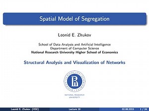 Network Analysis. Lecture 19. Models of spatial segregation