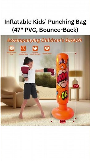 Inflatable Kids’ Punching Bag (47" PVC, Bounce-Back)