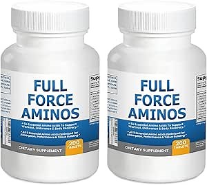 Kidney Restore Full Force Aminos 2-Pack, Tissue Building Essential Amino Acid Supplement for Workout Recovery. Amino Acids for Performance 5000mg 400 EAA BCAA Tablets