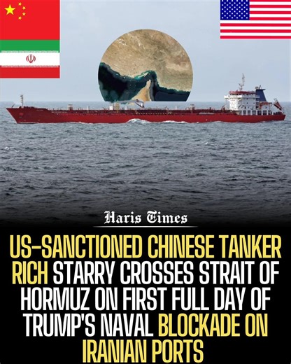US-Sanctioned Chinese Tanker Crosses Strait of Hormuz on Trump's First Day of Iran Naval Blockade
