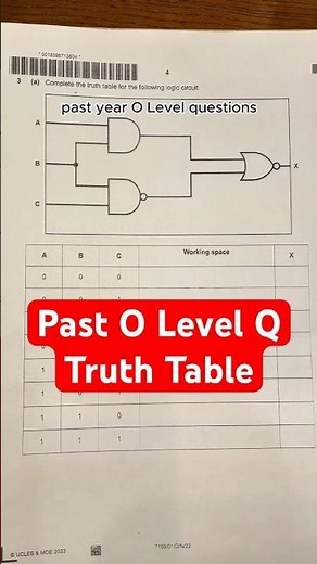 Past year O Level Computing Questions: construct a truth table for logic circuits #computing #olevel