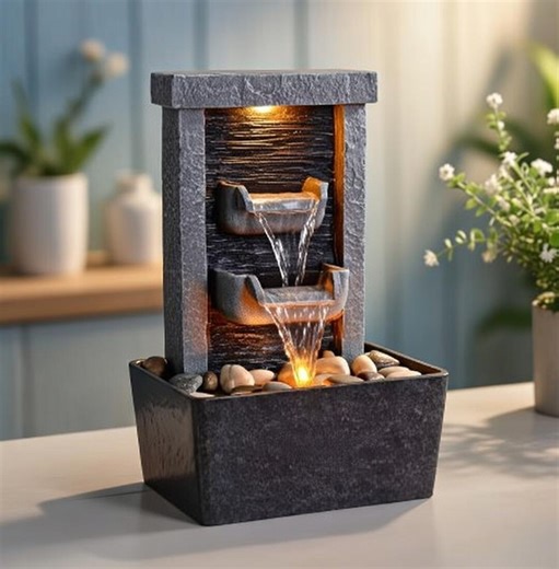 Zen Tabletop Water Fountain - LED Indoor Waterfall for Desk & Home Office - Relaxing Sound Feng Shui Decor - Meditation, Stress Relief Gift - Etsy