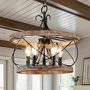 20'' Farmhouse Chandelier Light Fixture, 5-Light Dining Room Light Fixtures French Country Rustic Chandelier Over Table for Entryway Foyer Bedroom Living Room