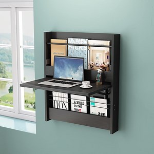 Wall Mounted Desk, Folding Wall Table,Floating Laptop Computer Desk,Space-Saving Wall Desk, Wall Mounted Folding Desk Table for Study,Brown
