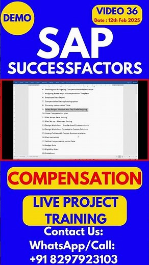 SAP SuccessFactors Compensation Training Online Tutorial Class 36 2025 #sapsuccessfactorstraining