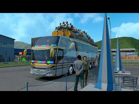Horror Trip by Bus on Mountain Roads Loaded with Passengers Over Capacity - Euro Truck Simulator 2