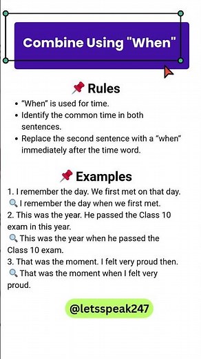 Combine Two Sentences Using When | English Grammar with Examples