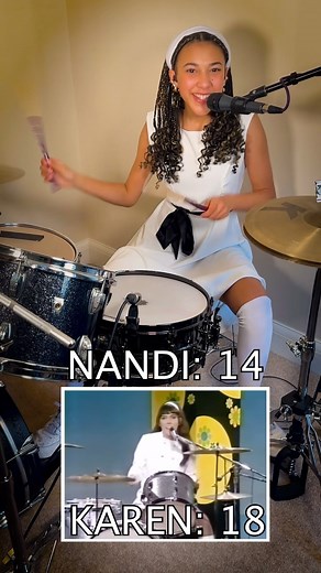 Nandi Bushell on Instagram: "I have so much love and respect for Karen Carpenter! She was such an incredible drummer, singer, songwriter. An absolute legend! I have been sent this video clip more than any other, so thought I would given her amazing solo a go. @the_carpenters_official Happy New Year 2025 everyone! I have some exciting news coming soon! #drum #drums #drumming #drummer #drummergirl #girldrummer #percussion #femaledrummer #femaledrummers #drumfamily #batterie #percussão #baterista #