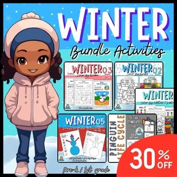 Snow Day Packet | Winter Math Bundle: Color by Number Addition & Subtraction