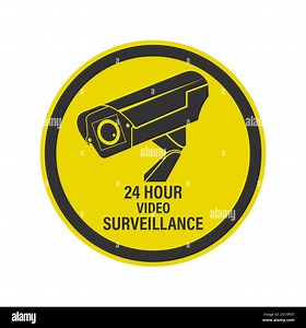 WARNING 24-hour video surveillance. A sign, sign or sticker with a warning about round-the-clock video surveillance. Flat style Stock Vector Image & Art - Alamy