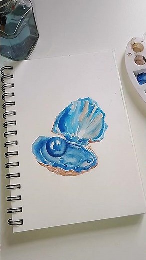 Easy Watercolour Shell Painting for Beginners | Simple Sea Shell Art🌊✨‪@art_bynandana‬ #shorts