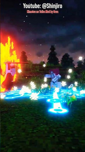 Akaza Vs. Rengoku Kyojuro in Minecraft Demon Slayer! 🔥❄️ #minecraft #demonslayer #まいくら #鬼滅の刃