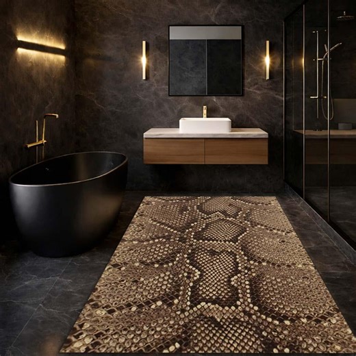 Snake Skin Pattern, Exotic Python Style, Luxury Bathroom Rug - Etsy