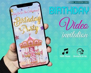 Carousel Birthday Party Invitation Card - Etsy