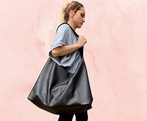 Oversized Black Leather Hobo Bag, Handmade Full Grain Shoulder Bag - Etsy