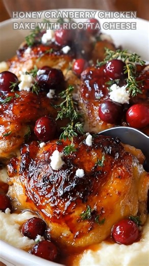 Chicken baked with honey, thyme, cinnamon. Add salt, pepper, olive oil. Bake at 375°F for 40–45 min. Juicy chicken with soft cranberries and creamy ricotta. Ingredients ➤ 4 boneless, skinless chicken breasts ➤ 1 cup fresh or frozen cranberries ➤ ½ cup honey ➤ ½ cup ricotta cheese FULLL Recipe in First Cօʍʍеոτ 👇👇 | Nessy Recipes