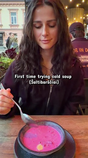 Cold soup gets a 10/10 #lithuania #vilnius #coldsoup #traveltiktok #fitnessvlog