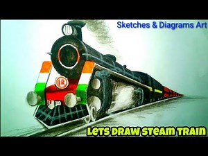 Lets Draw A Steam Train || Indian Railways || Sketches & Diagrams Art ||