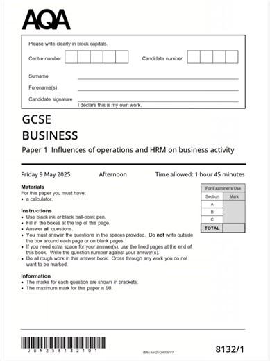 2025 BUSINESS AQA PAPER 1 will come up in mocks... pls repost #LEAK #VIRAL #gcse