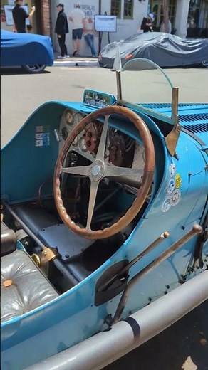 Bugatti Type 35, a classic Grand Prix racing car from the 1920s parked on the streets of Carmel, CA