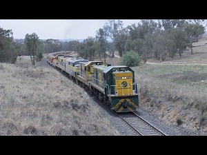 Australian diesel locomotives 4908, 4904, GM27, GM22 & 4910 - Geurie to Orange - October 2019