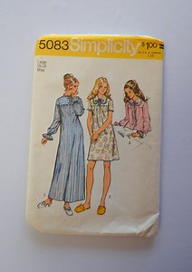 Sewing Pattern Simplicity 5083 Misses' and Women's Nightgown Robe Size Large 16-18 | Vintage 1972 - Etsy Canada