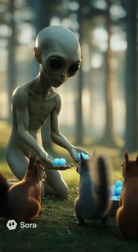 Alien Gives a Squirrel Some Nuts! 🛸🐿️ A Friendship Begins!