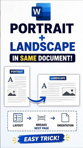 MS Word Trick: Portrait & Landscape in One Document #msword #tutorial #shorts
