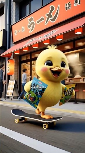 The little duck didn’t buy crispy noodles just to eat them dry—watch its clever and touching twist.