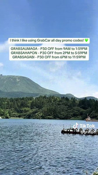 I think I like using GrabCar all day promo codes! 💚 GRABSAUMAGA - P30 OFF from 9AM to 1:59PM GRABSAHAPON - P30 OFF from 2PM to 5:59PM GRABSAGABI - P30 OFF from 6PM to 11:59PM Valid in Rizal and Cavite. DTI Fair Trade Permit No. FTEB-210318 Series of 2024. T&Cs apply. Limited redemptions only.