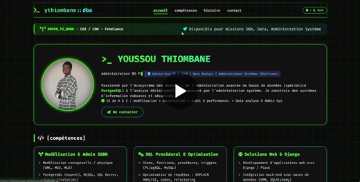 #opentowork #dba #postgresql #dataanalyst #adminsys #portfolio #isep #networking #recrutement #senegal #datascience | Youssou Thiombane