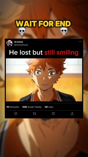 Hinata Still Smiling 🙂 in volleyball 🔥🏐#anime #haikyuu #sports #volleyball