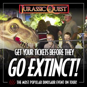 Jurassic Quest, the world’s largest dinosaur attraction, is back and better than ever at NRG Center Aug 13-15! See over 100 life size animatronic dinosaurs, an incredible 50 foot long Megalodon, walking and baby dinos, rides, fossil digs, face painting, science stations, games and MORE! Get tickets before they’re extinct! | Jurassic Quest