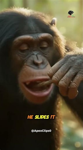 Chimp Uses Tool Ingenious Termite Fishing #Shorts