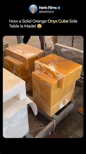 How a Solid Orange Onyx Cube Side Table Is Made😵