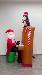 7FT Tall Christmas Inflatable Santa Playing The Piano with Penguin Dancing Decoration, Xmas Blow Up Santa Inflatables Built-in 4 Led Lights for Christmas Holiday Yard Lawn Outdoor Decoration
