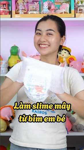 LÀM SLIME MÂY TỪ BỈM - How to make cloud slime with diaper #lavis #slime #lavisslime #makingslime