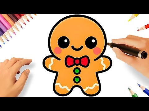 HOW TO DRAW A GINGERBREAD MAN EASY 🎅🍪🎁🎄