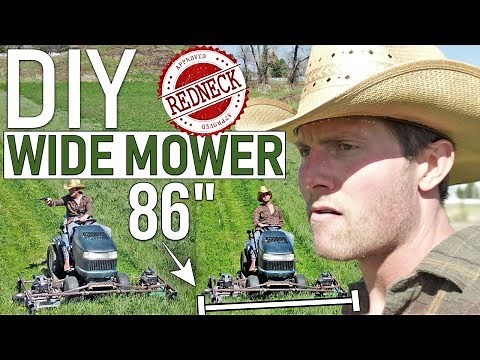 DIY REDNECK Wide Mower Deck. Attached two push mowers to a riding lawn mower