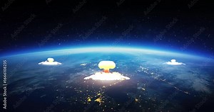 End of the World Nuclear War Animation Visible From Space. Nuclear War Related 3D Animation.