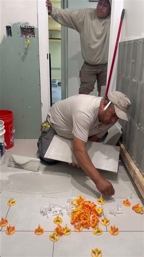 Bath Floor Installation 12x24 Pt.2 #diy #tutorial #bathroom #home #tilework #tiler #tiling #remodel