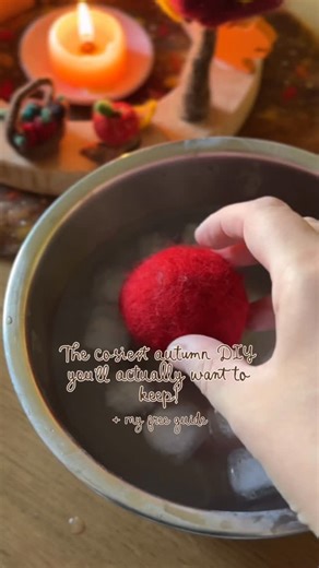 Laura | Waldorf inspired Home on Instagram: "Grab those leftover Styrofoam eggs from Easter and turn them into something truly magical: Wet felted apples. 🍎 It’s a simple Waldorf-inspired craft that becomes the sweetest open-ended toy! Wet felting is such a grounding, sensory-rich activity: warm water, colourful bubbles and soft wool. While your child is wet felting the apple, you needle felt the little stem and leaf beside them. It’s a moment of creativity shared together. ❤️ 👉🏻Would you lik