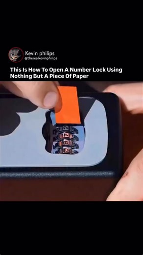 Kevin Philips on Instagram: "Unlocking a number lock shouldn’t be this easy What looks like magic is actually pure mechanics. Inside every number lock, each wheel has a tiny groove called a gate. When all gates line up in the correct position, the internal locking bar drops into place and the lock opens. Normally, you only reach those gates by turning the correct code. But this technique works by sliding a piece of paper between the wheels and feeling for the subtle moment when the paper falls i