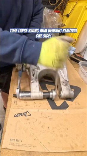 Time Lapse removing swing arm bearing one side using Tusk swing arm tool. #timelapse #dirbike