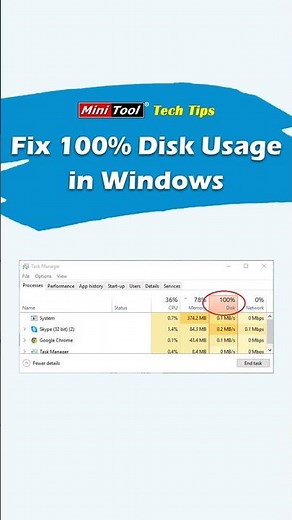 How to Fix 100% Disk Usage in Windows 11/10 – Easy Guide #windowstips #taskmanager