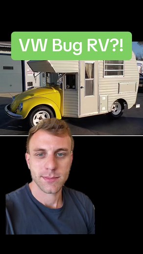 VW Bug RV conversion, how crazy!! #rv #vw #vintagerv #vintagecamper #vwbug #vwbeetle #rvconversion #greenscreen #coolcars